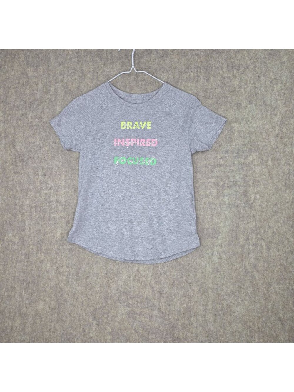 Athletic Works Girls Short Sleeve T-Shirt "Brave Inspired Focused" Size L